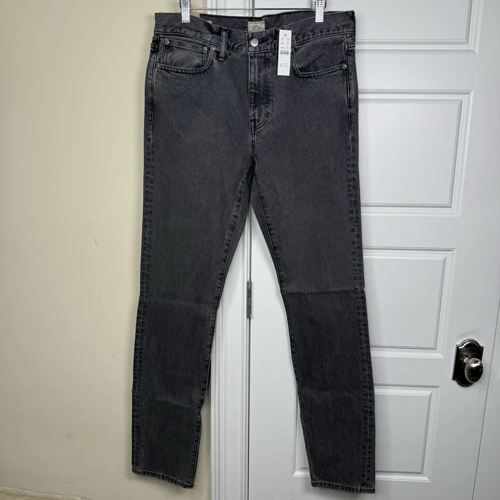 J. Crew 484 Jeans Men's 32/34 (34.5/34) Black Faded Wash Slim Fit Denim Pants